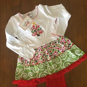AnnLoren Girls Christmas tree outfit size 9/10